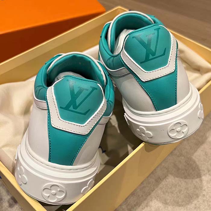 Louis Vuitton Women LV Time Out Sneaker Blue Calf Leather Colored Monogram Flowers