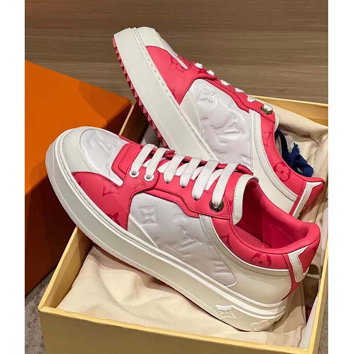 Louis Vuitton Women LV Time Out Sneaker Pink Calf Leather Colored Monogram Flowers