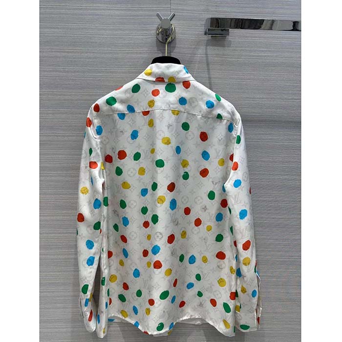Louis Vuitton Men LV x YK Painted Dots Masculine Shirt Silk White Regular Fit