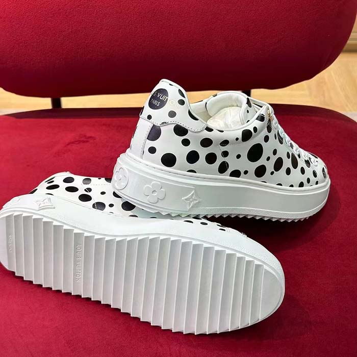 Louis Vuitton Women LV x YK Time Out Sneaker White Printed Calf Leather Monogram Flowers
