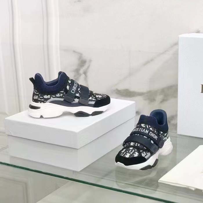 Dior Unisex CD D-Wander Sneaker Deep Blue Dior Oblique Technical Fabric
