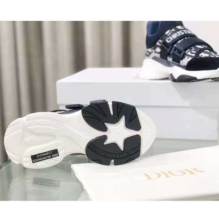 Dior Unisex CD D-Wander Sneaker Deep Blue Dior Oblique Technical Fabric