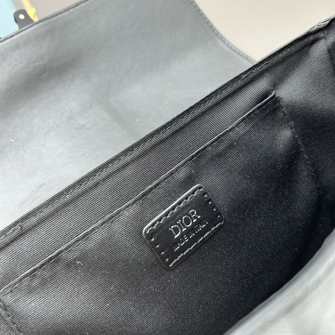 Dior Unisex Hit The Road Bag Strap Black CD Diamond Canvas Smooth Calfskin