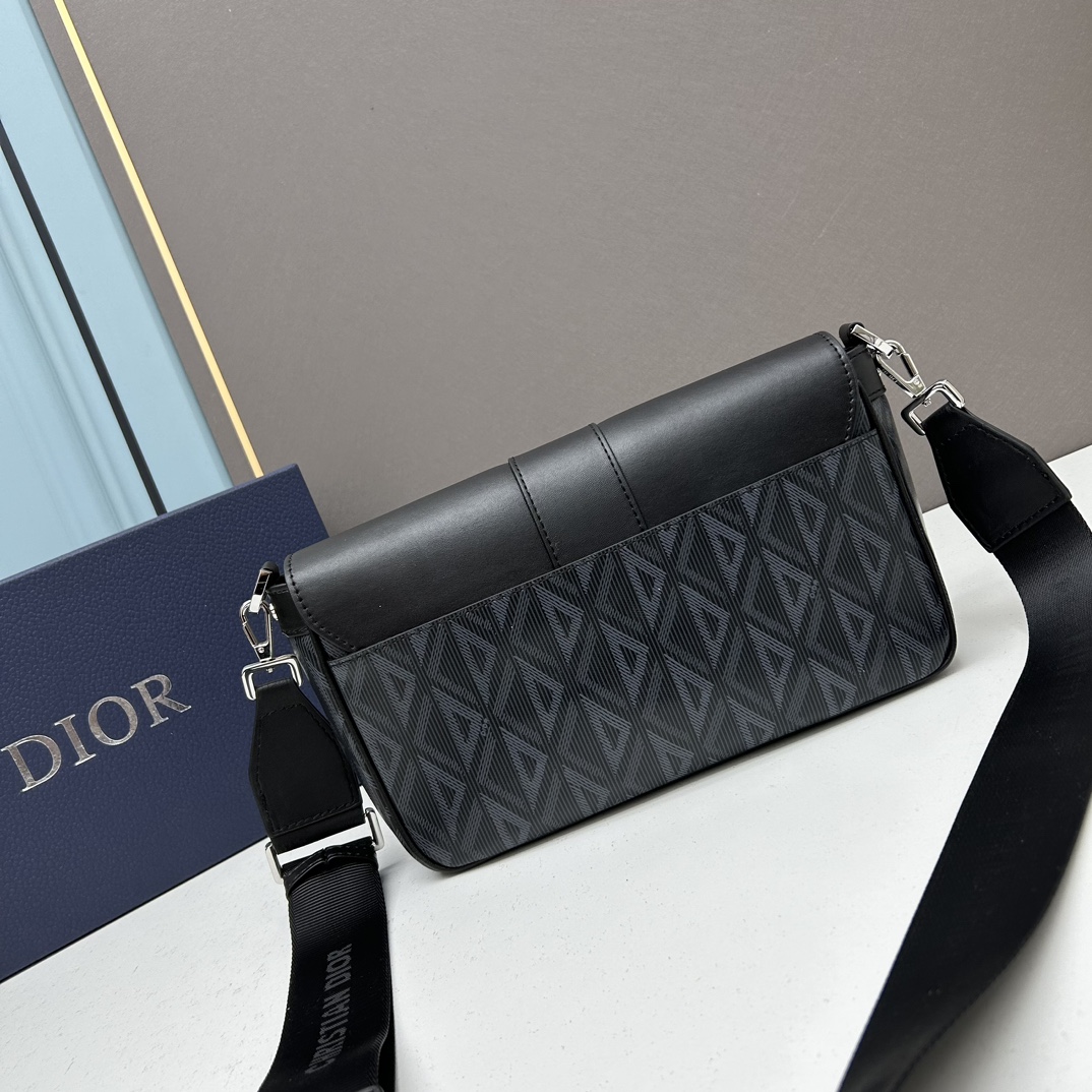 Dior Unisex Hit The Road Bag Strap Black CD Diamond Canvas Smooth Calfskin