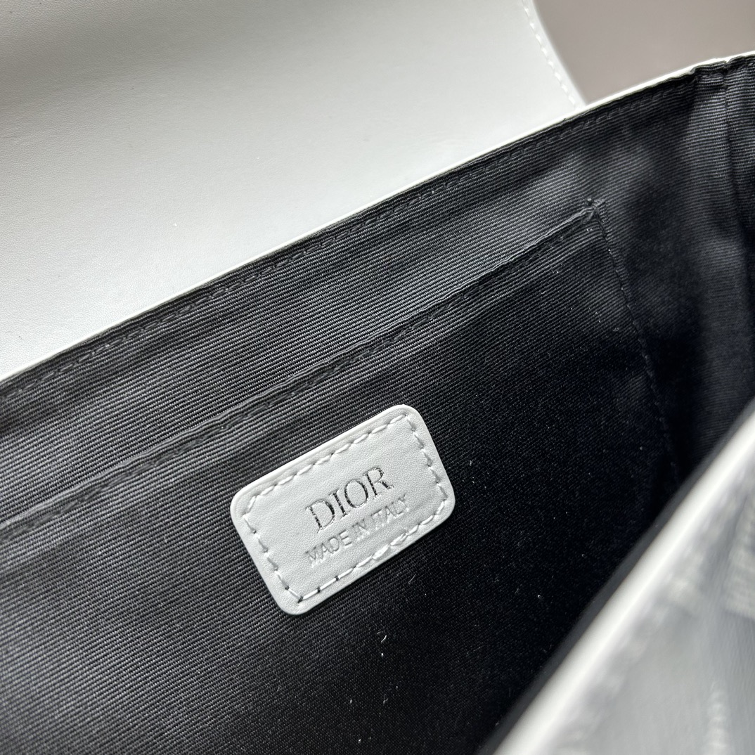 Dior Unisex Hit The Road Bag Strap Gray CD Diamond Canvas Smooth Calfskin