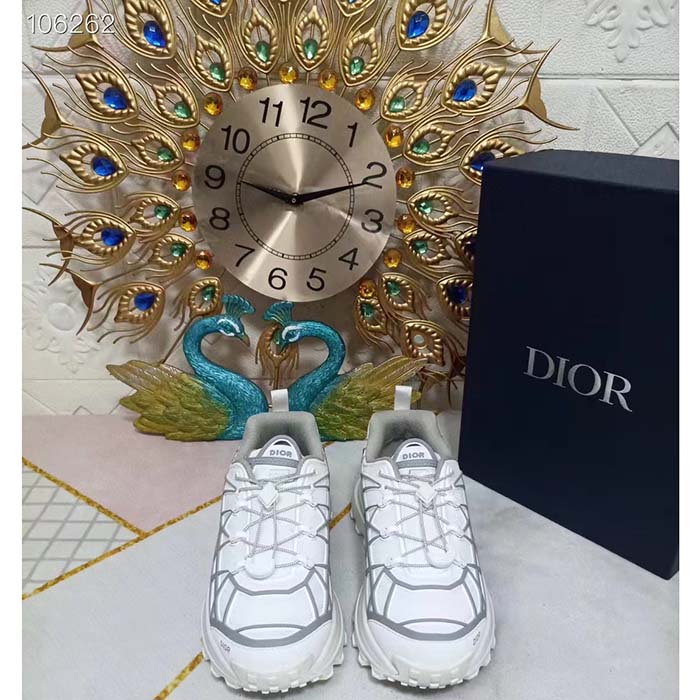 Dior Unisex Shoes CD B31 Runner Sneaker White Technical Mesh Gray Rubber Warped Cannage