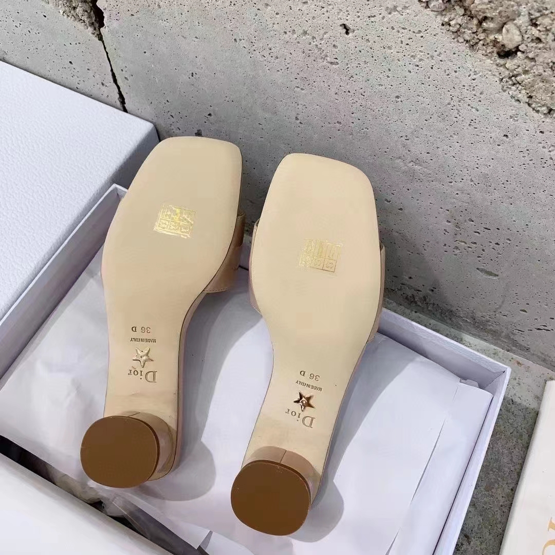 Dior Women CD C’est Dior Heeled Slide Nude Patent Calfskin