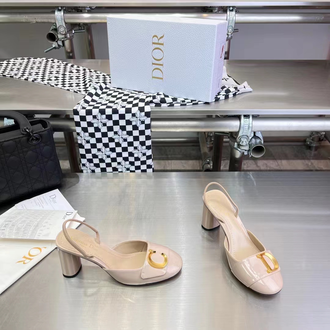 Dior Women CD C’est Dior Slingback Pump Nude Patent Calfskin Stretch Leather