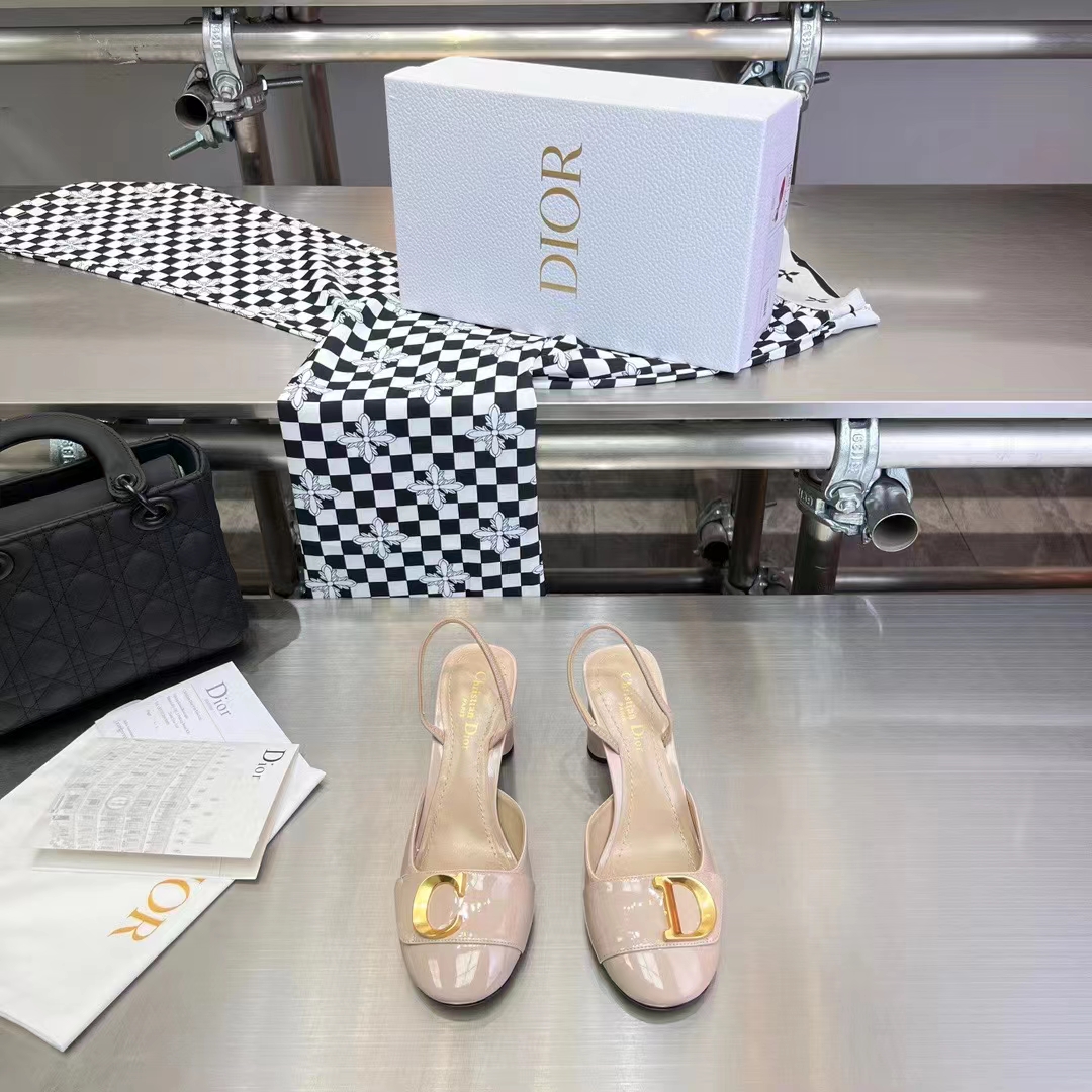 Dior Women CD C’est Dior Slingback Pump Nude Patent Calfskin Stretch Leather