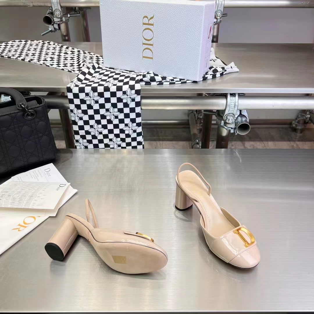 Dior Women CD C’est Dior Slingback Pump Nude Patent Calfskin Stretch Leather