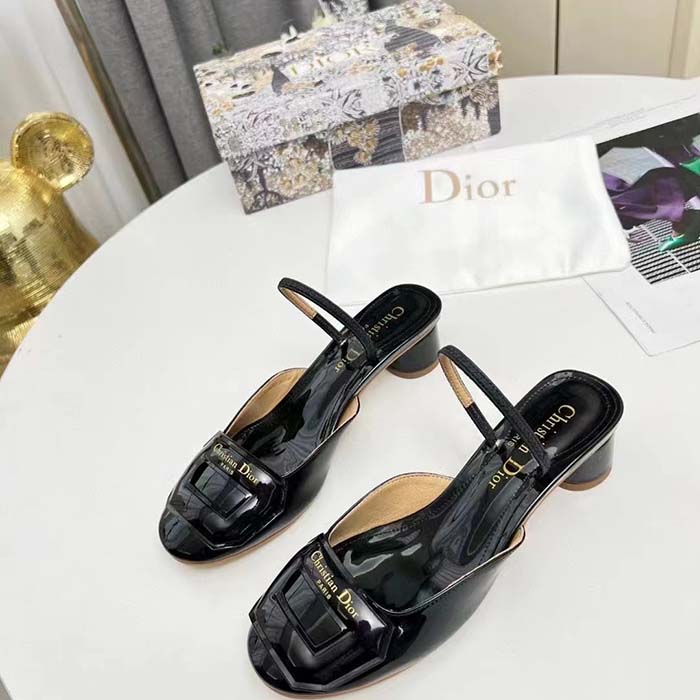 Dior Women CD Day Slingback Pump Black Patent Calfskin
