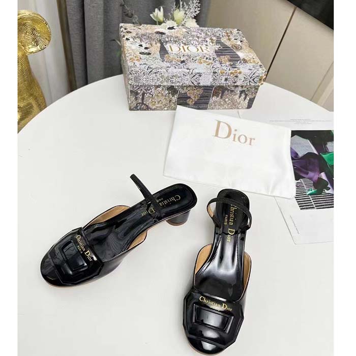 Dior Women CD Day Slingback Pump Black Patent Calfskin