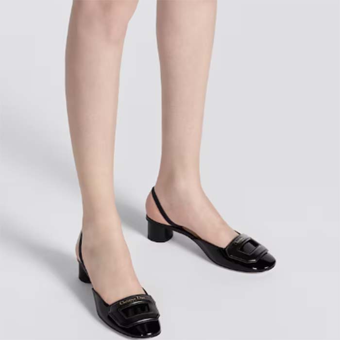 Dior Women CD Day Slingback Pump Black Patent Calfskin