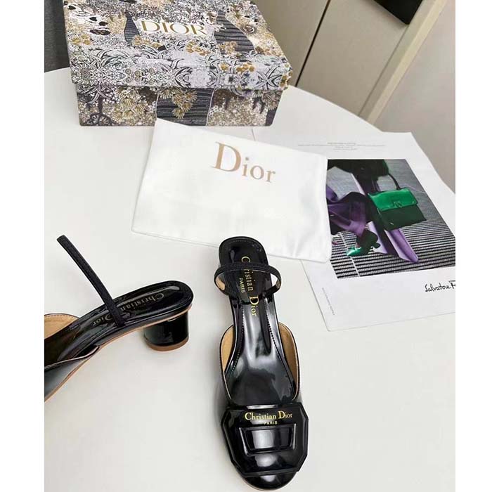 Dior Women CD Day Slingback Pump Black Patent Calfskin