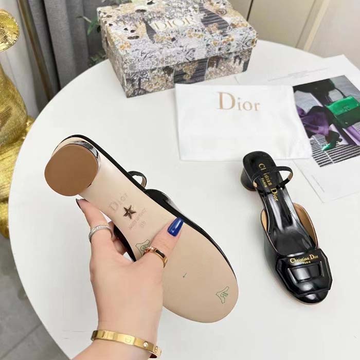 Dior Women CD Day Slingback Pump Black Patent Calfskin