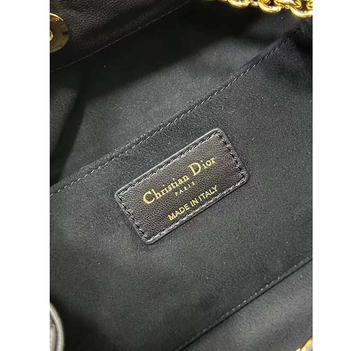 Dior Women CD Medium Ammi Bag Black Supple Macrocannage Lambskin