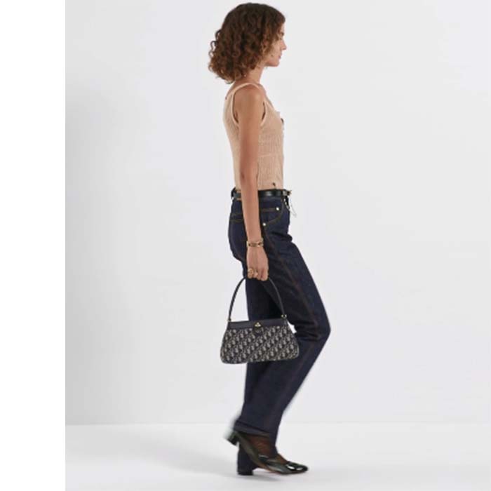 Dior Women CD Medium Dior Key Bag Blue Dior Oblique Jacquard