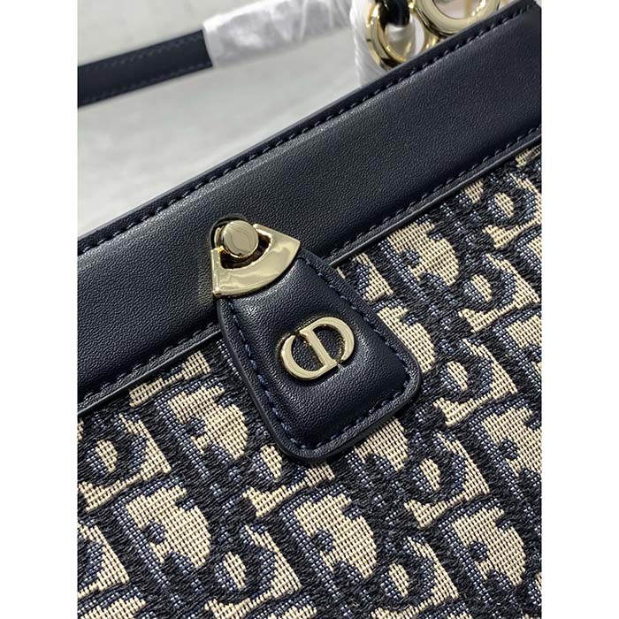 Dior Women CD Medium Dior Key Bag Blue Dior Oblique Jacquard