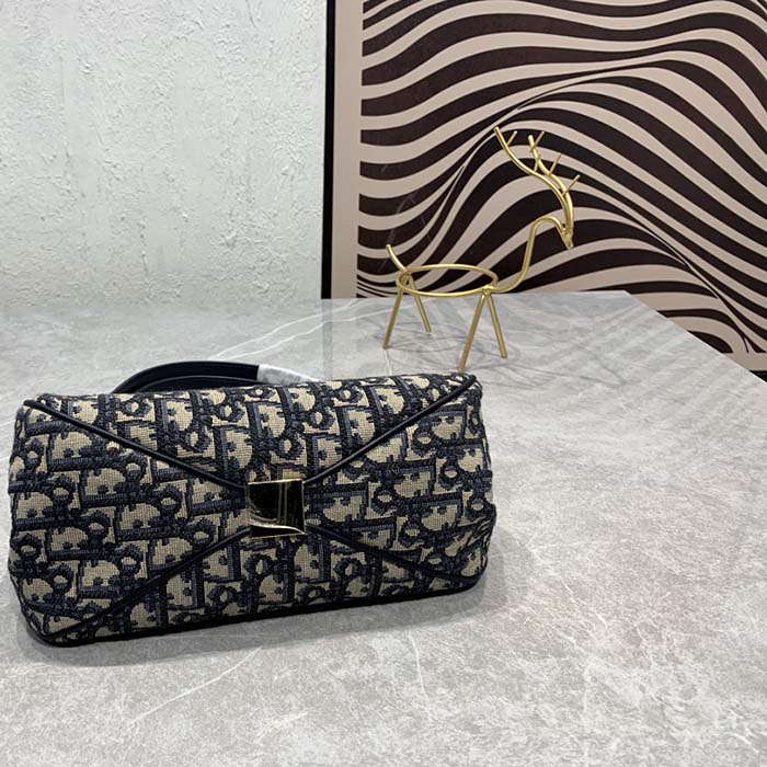 Dior Women CD Medium Dior Key Bag Blue Dior Oblique Jacquard