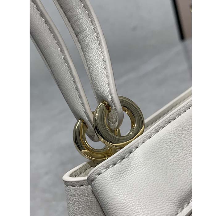 Dior Women CD Medium Dior Key Bag Dusty Ivory Box Calfskin