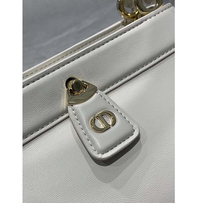 Dior Women CD Medium Dior Key Bag Dusty Ivory Box Calfskin