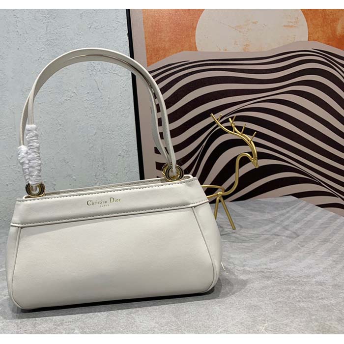 Dior Women CD Medium Dior Key Bag Dusty Ivory Box Calfskin