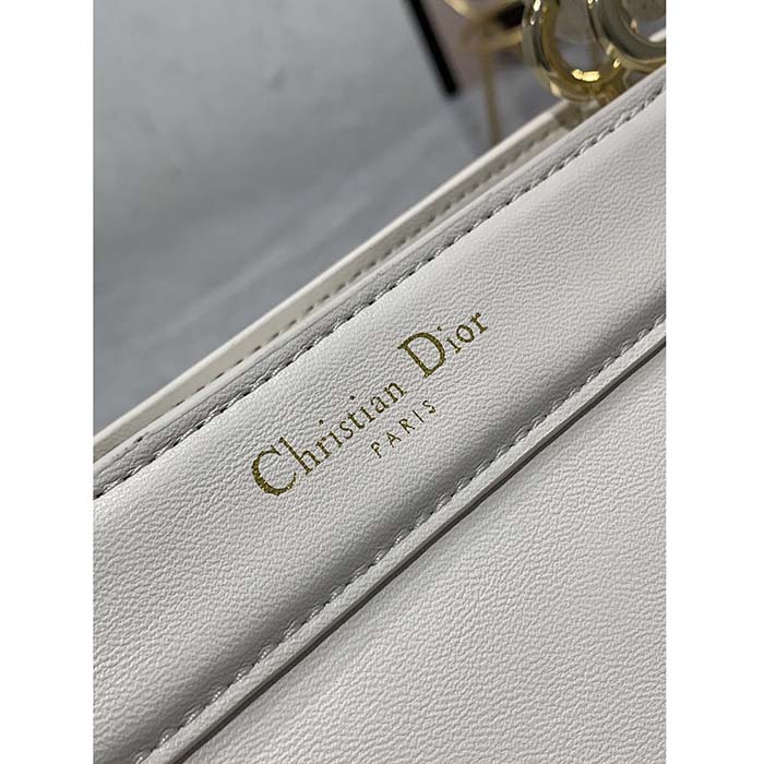 Dior Women CD Medium Dior Key Bag Dusty Ivory Box Calfskin