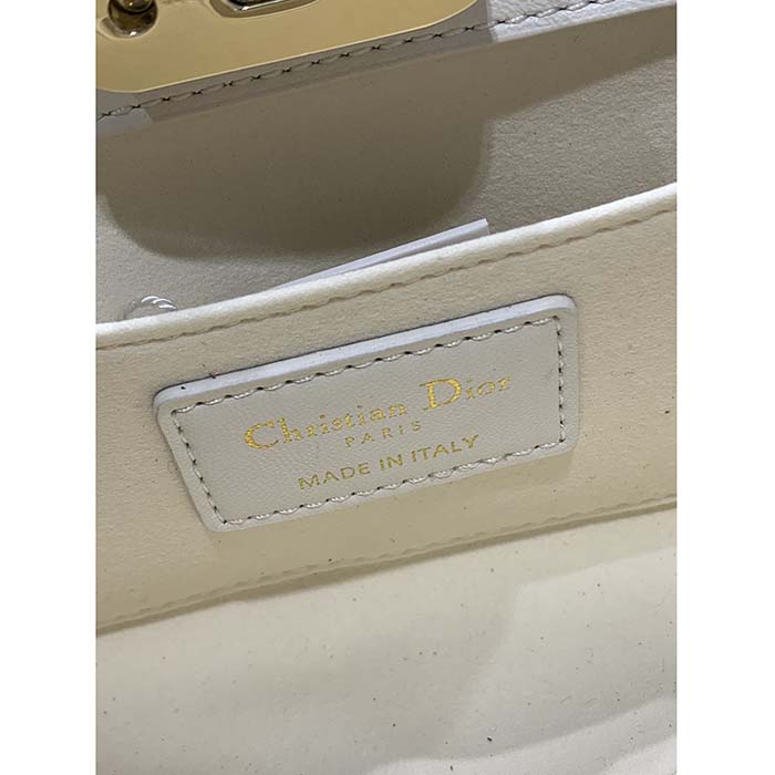 Dior Women CD Medium Dior Key Bag Dusty Ivory Box Calfskin