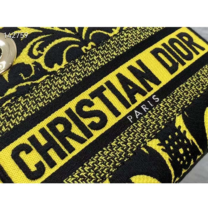 Dior Women CD Mini Lady D-Lite Bag Yellow Multicolor Ornamental Embroidery