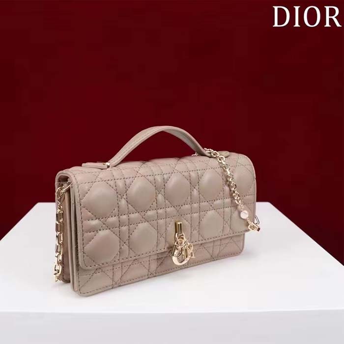 Dior Women CD Miss Dior Mini Bag Caramel Beige Cannage Lambskin