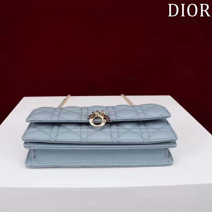 Dior Women CD Miss Dior Mini Bag Cloud Blue Cannage Lambskin