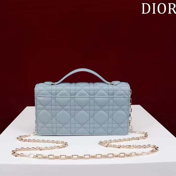 Dior Women CD Miss Dior Mini Bag Cloud Blue Cannage Lambskin