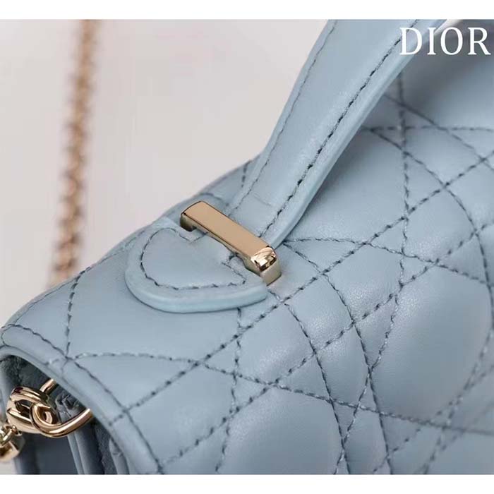 Dior Women CD Miss Dior Mini Bag Cloud Blue Cannage Lambskin