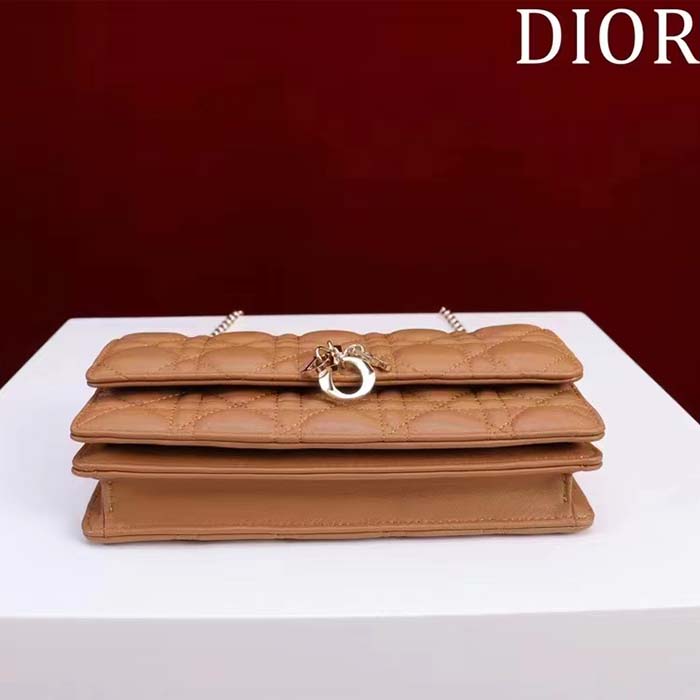 Dior Women CD Miss Dior Mini Bag Medium Tan Cannage Lambskin