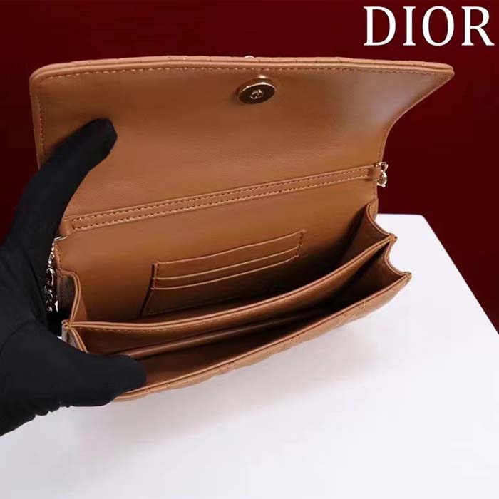 Dior Women CD Miss Dior Mini Bag Medium Tan Cannage Lambskin