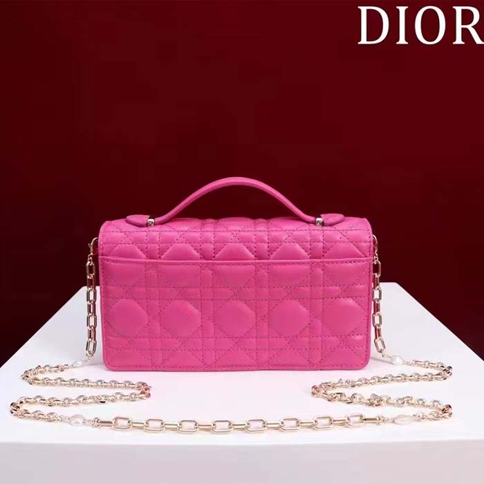Dior Women CD Miss Dior Mini Bag Rani Pink Cannage Lambskin