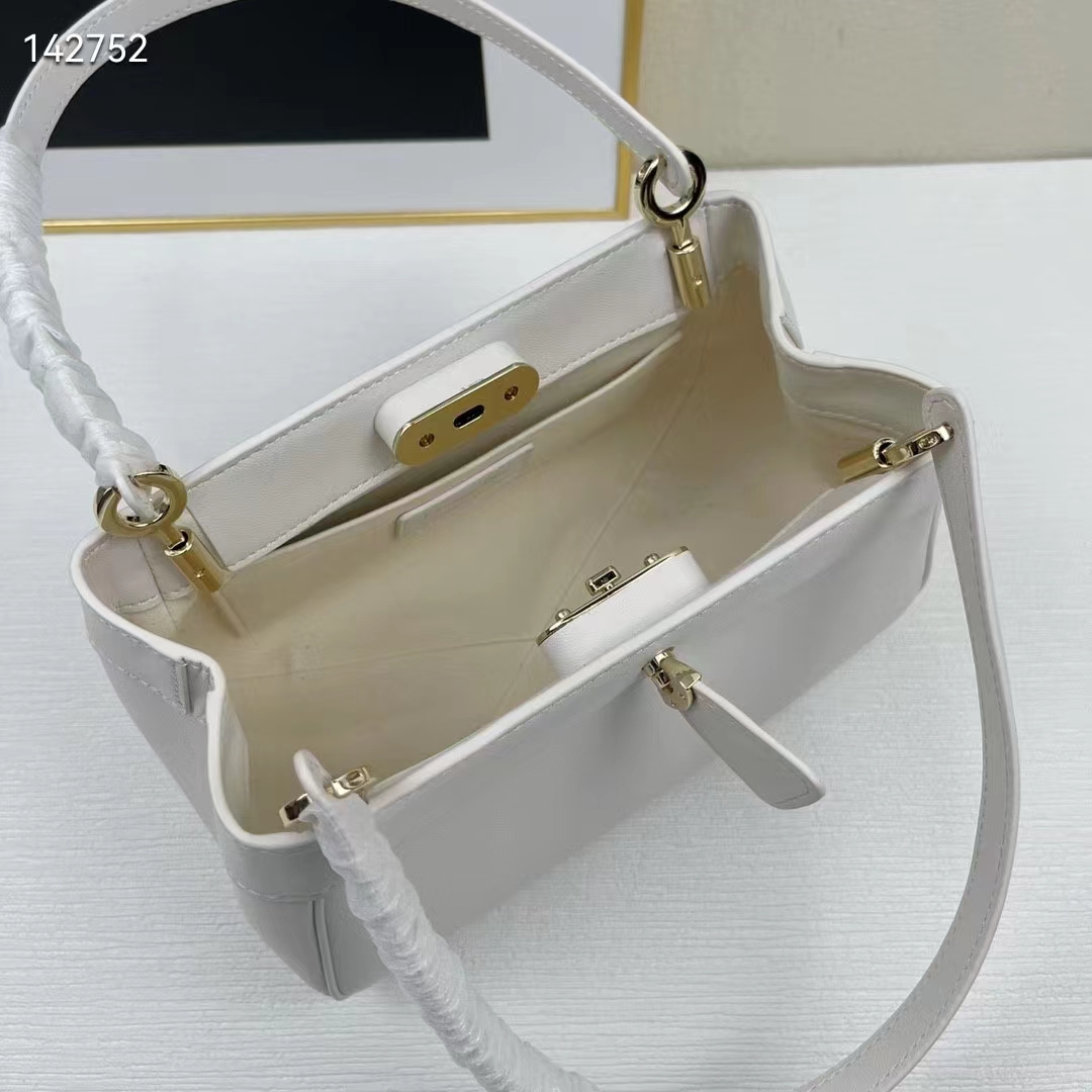 Dior Women CD Small Dior Key Bag Dusty Ivory Box Calfskin