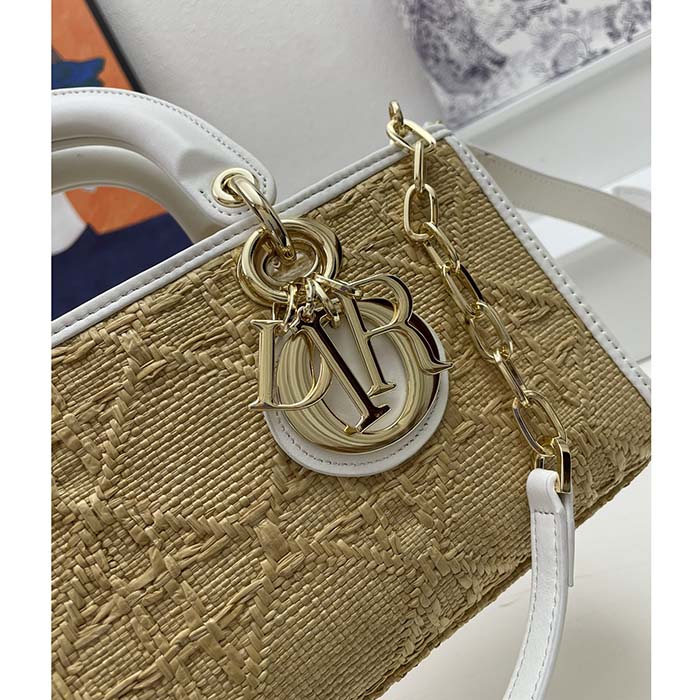 Dior Women CD Small Lady D-Joy Bag Natural Macrocannage Raffia