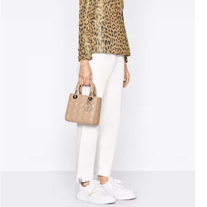 Dior Women CD Small Lady Dior My ABCDior Bag Beige Cannage Lambskin