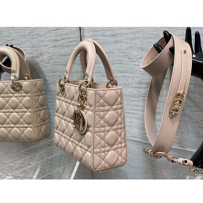 Dior Women CD Small Lady Dior My ABCDior Bag Beige Cannage Lambskin