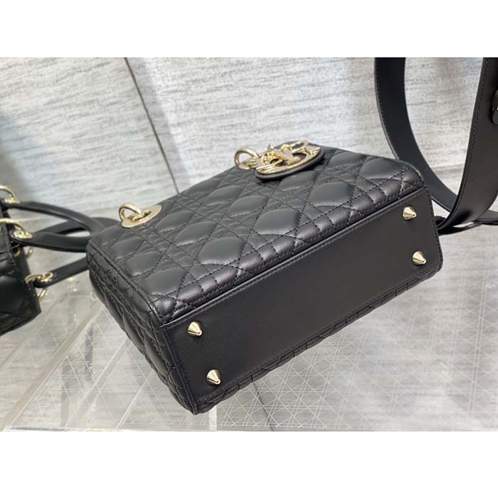 Dior Women CD Small Lady Dior My ABCDior Bag Black Cannage Lambskin