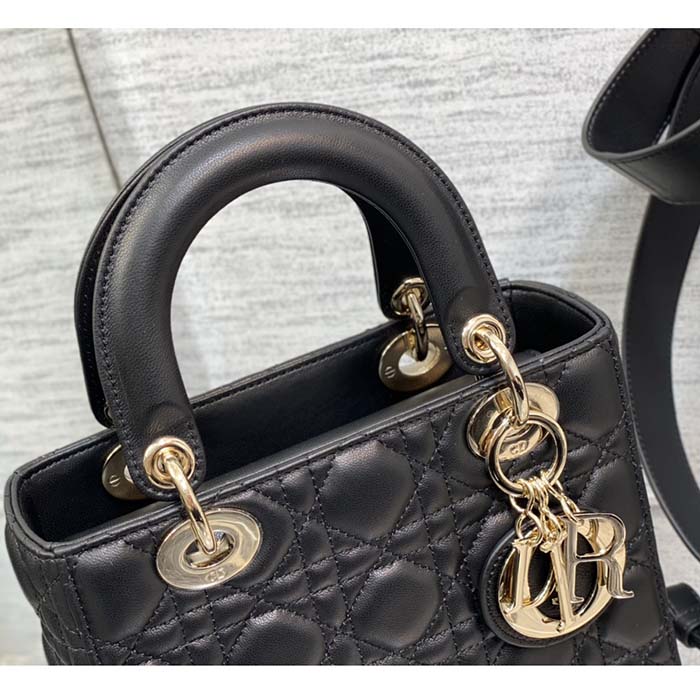 Dior Women CD Small Lady Dior My ABCDior Bag Black Cannage Lambskin