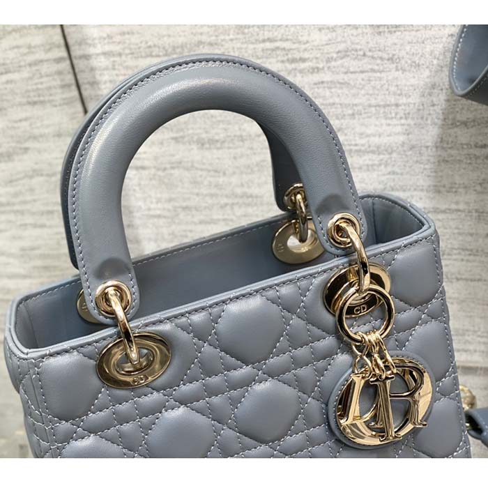 Dior Women CD Small Lady Dior My ABCDior Bag Cloud Blue Cannage Lambskin