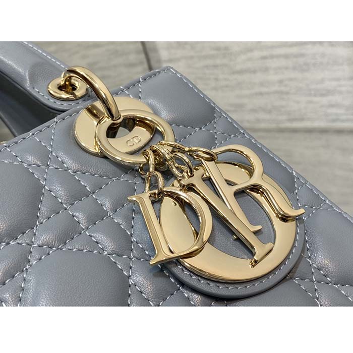 Dior Women CD Small Lady Dior My ABCDior Bag Cloud Blue Cannage Lambskin