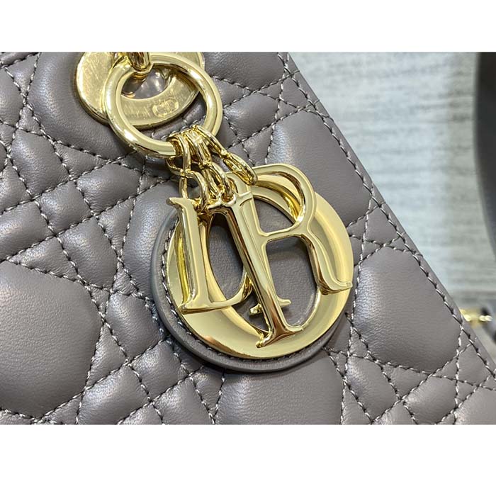 Dior Women CD Small Lady Dior My ABCDior Bag Warm Taupe Cannage Lambskin