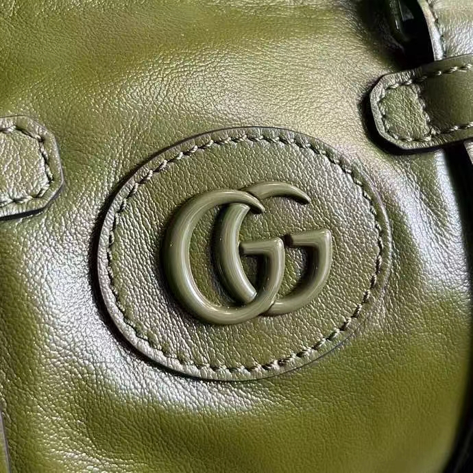 Gucci GG Unisex Small Duffle Bag Tonal Double G Forest Green Leather