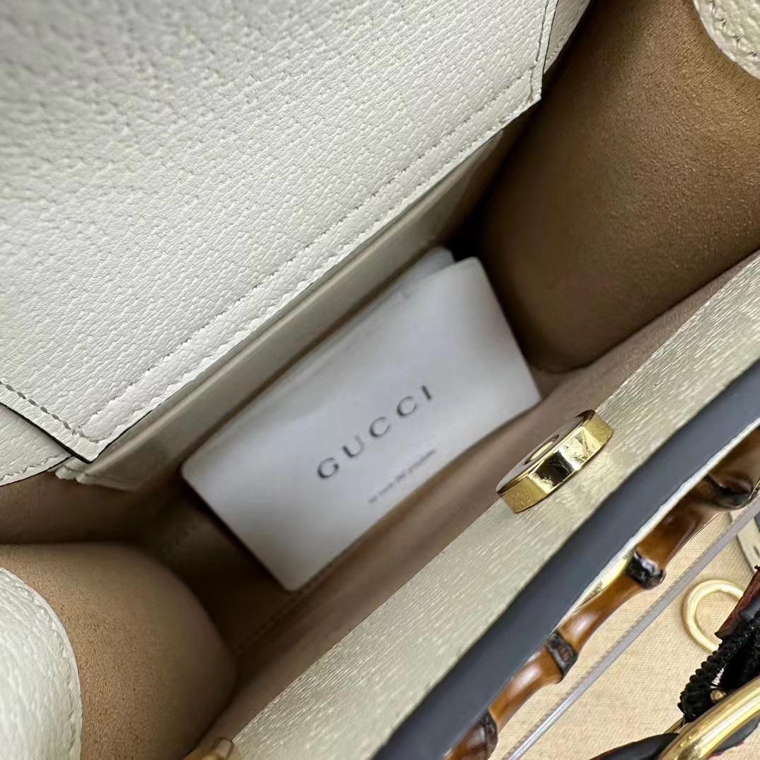 Gucci GG Women Gucci Diana Mini Tote Bag Double G White Leather