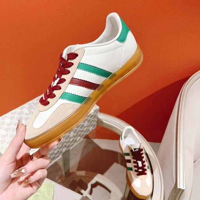 Gucci Unisex Adidas x Gucci Gazelle Sneaker White leather Oatmeal Suede Low Heel