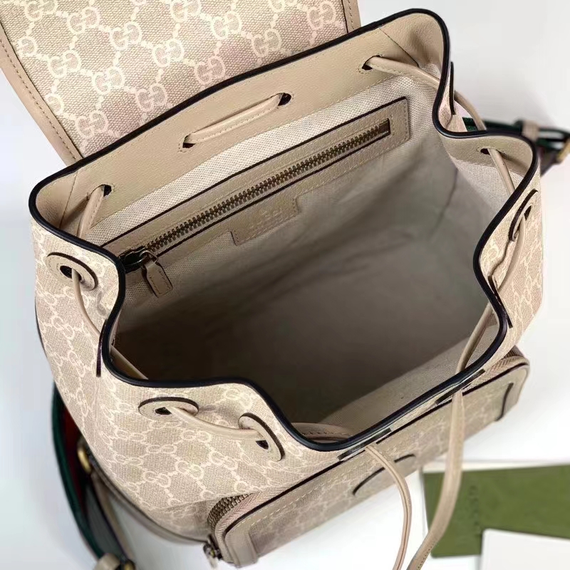 Gucci Unisex Backpack Interlocking G Beige White GG Supreme Canvas