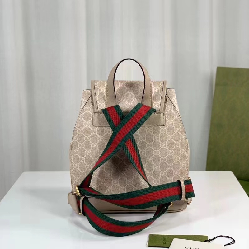 Gucci Unisex Backpack Interlocking G Beige White GG Supreme Canvas